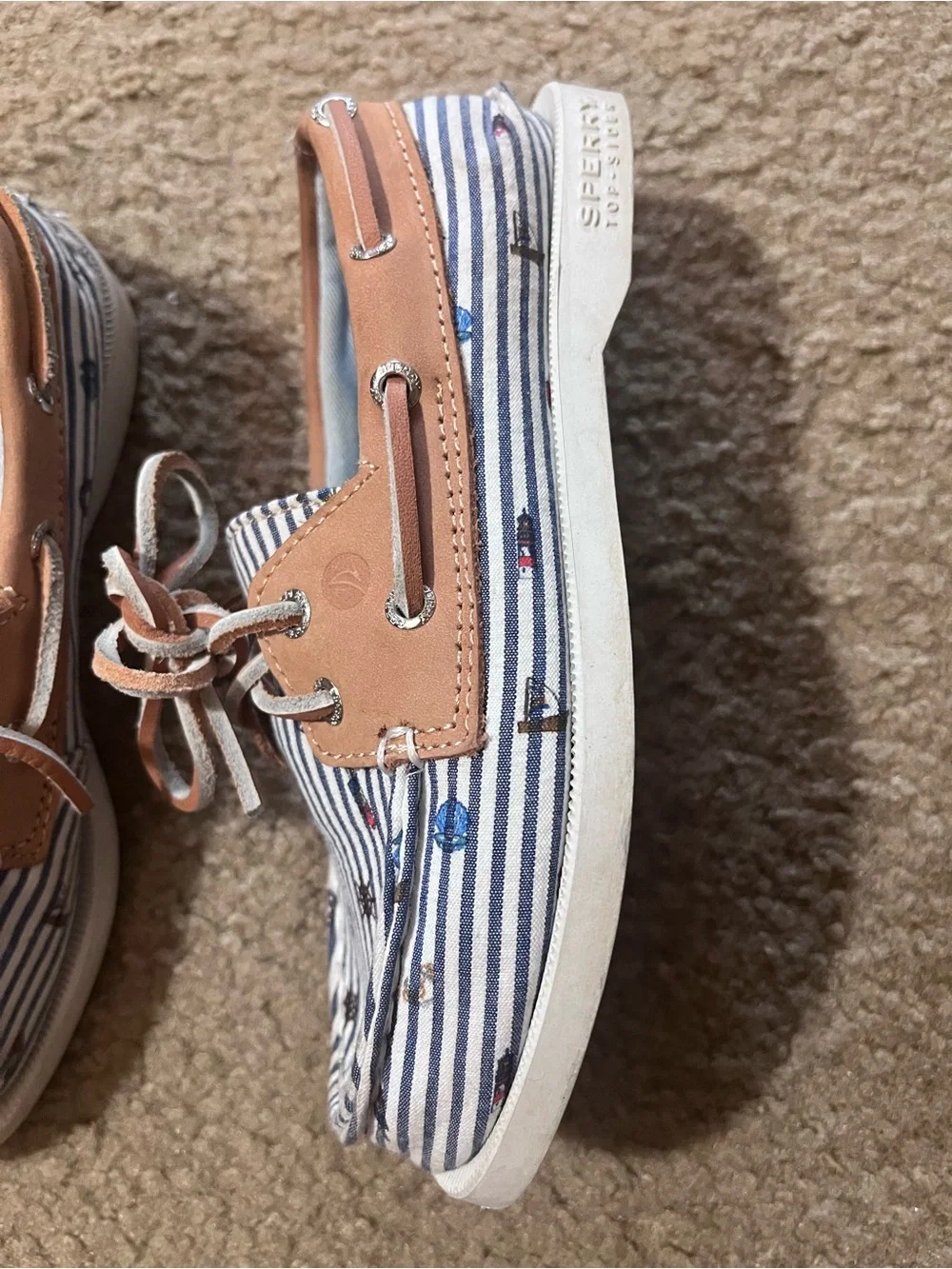 Sperry Kids Nautical Stripe Boat Shoes - Blue & Tan